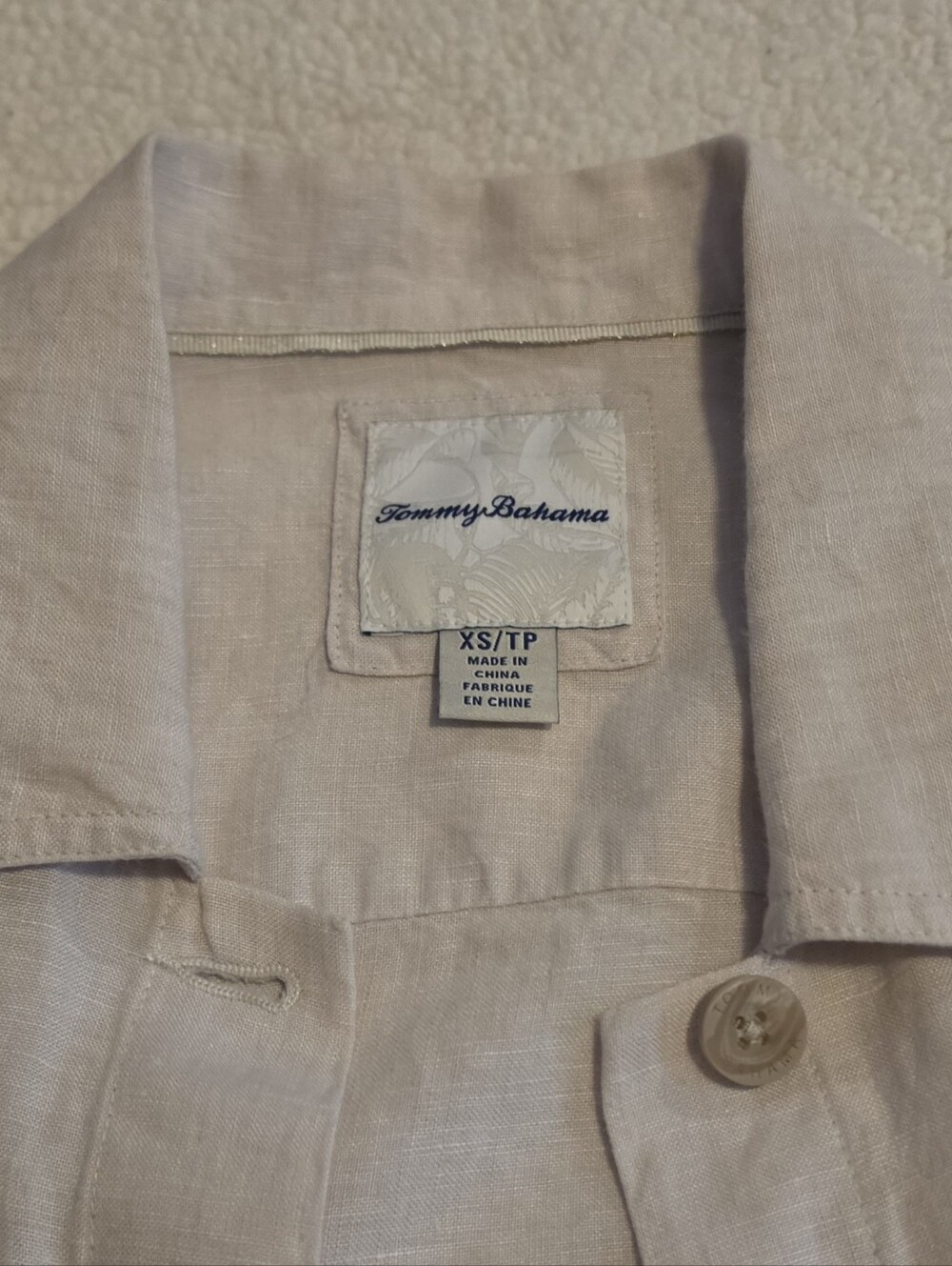 Tommy Bahama Light Beige Drawstring Hem Linen Jean Jacket - Picture 2 of 4